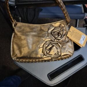 Patricia Nash, Floral bouquet distressed metallic handbag